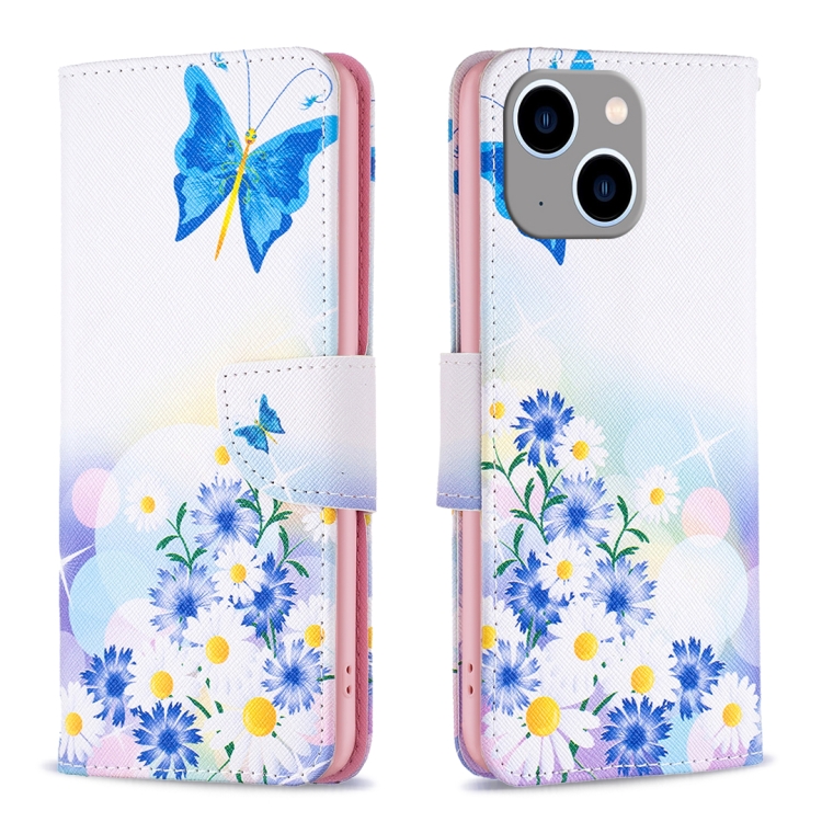 

For iPhone 15 Plus Colored Drawing Pattern Leather Phone Case(Butterfly Love)