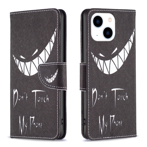 

For iPhone 15 Colored Drawing Pattern Leather Phone Case(Smirk)