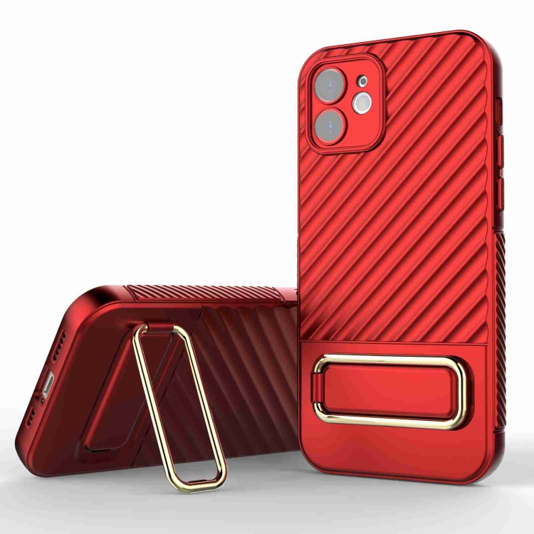 

For iPhone 12 Wavy Textured Phone Case(Red)