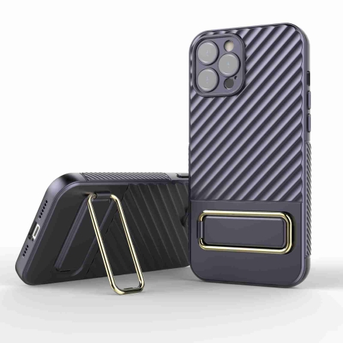 

For iPhone 12 Pro Max Wavy Textured Phone Case(Purple)