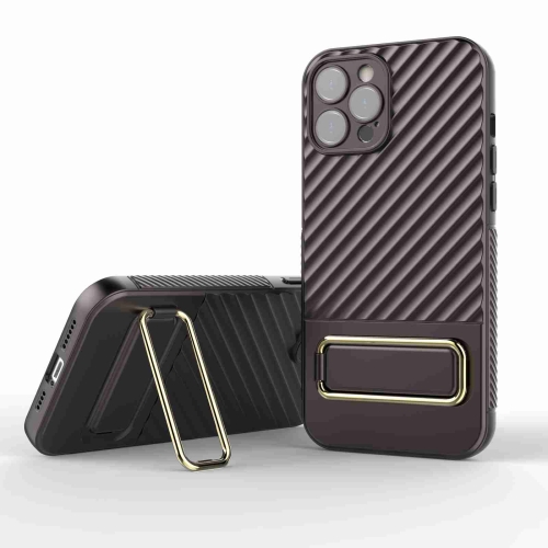 

For iPhone 12 Pro Max Wavy Textured Phone Case(Brown)