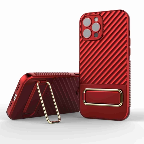 

For iPhone 12 Pro Max Wavy Textured Phone Case(Red)