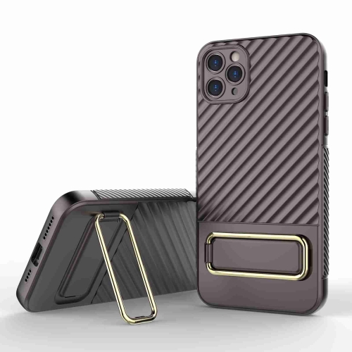 

For iPhone 11 Pro Max Wavy Textured Phone Case(Brown)