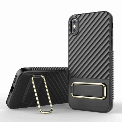 

For iPhone XS / X Wavy Textured Phone Case(Black + Gold)