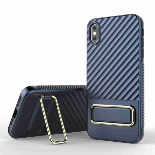 

For iPhone XS Max Wavy Textured Phone Case(Blue)