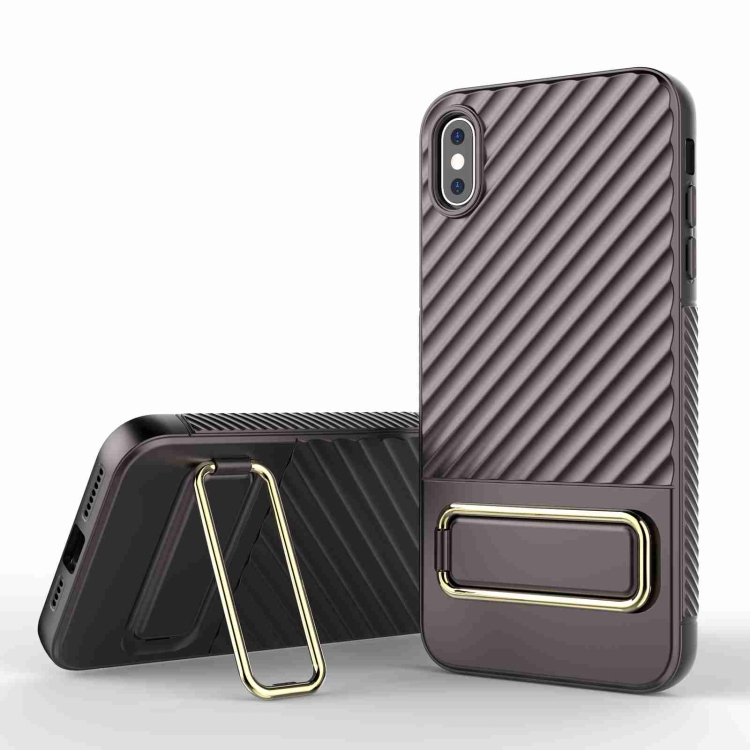 

For iPhone XS Max Wavy Textured Phone Case(Brown)