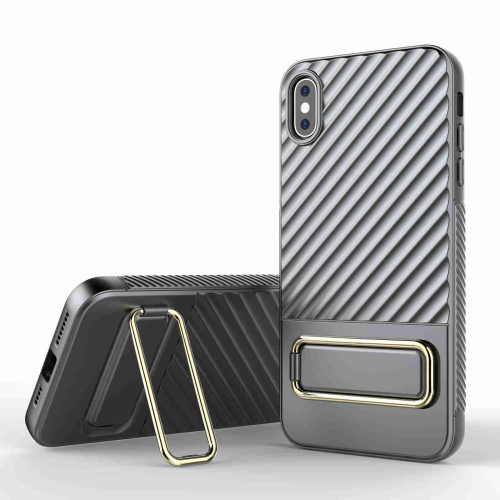 

For iPhone XS Max Wavy Textured Phone Case(Grey)