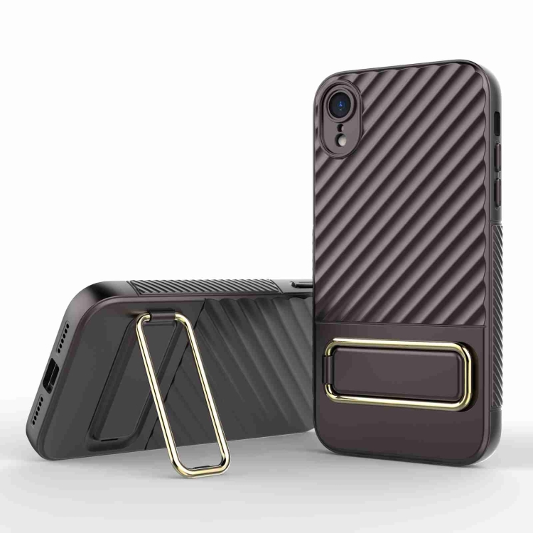 

For iPhone XR Wavy Textured Phone Case(Brown)