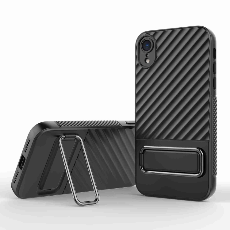 

For iPhone XR Wavy Textured Phone Case(Black)