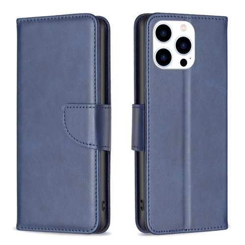 

For iPhone 15 Pro Lambskin Texture Pure Color Flip Leather Phone Case(Blue)