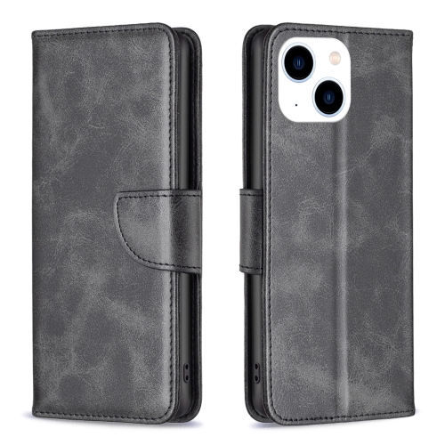 For iPhone 15 Lambskin Texture Pure Color Flip Leather Phone Case(Black) 2 pcs nordic cupboard door handle leather handle cupboard drawer single hole pure copper leather handle