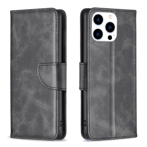 

For iPhone 16 Pro Lambskin Texture Pure Color Flip Leather Phone Case(Black)