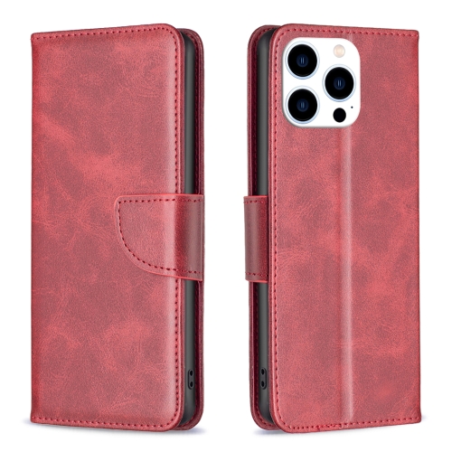 

For iPhone 16 Pro Lambskin Texture Pure Color Flip Leather Phone Case(Red)