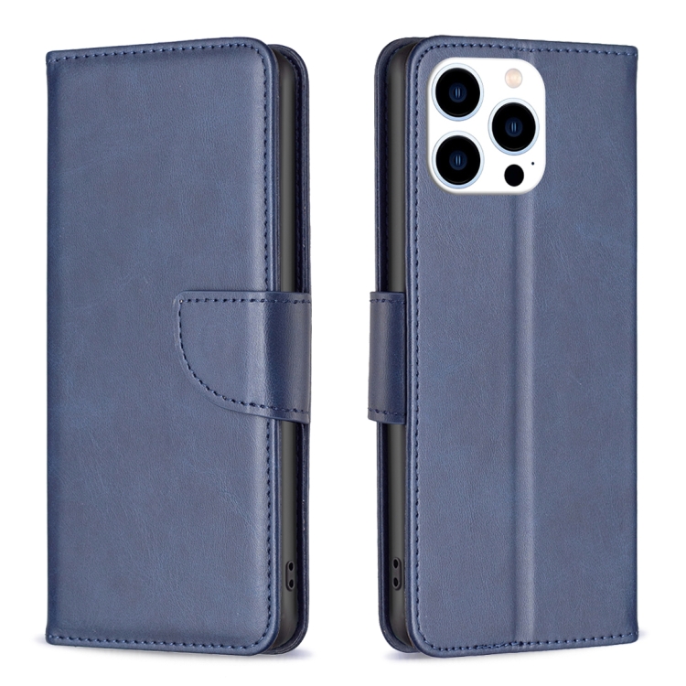 

For iPhone 16 Pro Lambskin Texture Pure Color Flip Leather Phone Case(Blue)