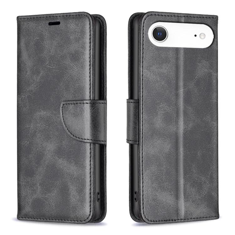 

For iPhone 17 Air Lambskin Texture Pure Color Flip Leather Phone Case(Black)
