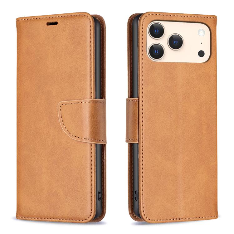For iPhone 18 Pro/17 Pro Lambskin Texture Pure Color Flip Leather Phone Case(Yellow)