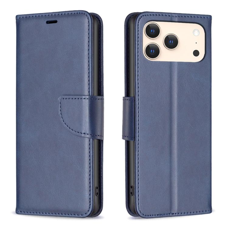 For iPhone 18 Pro Max/17 Pro Max Lambskin Texture Pure Color Flip Leather Phone Case(Blue)