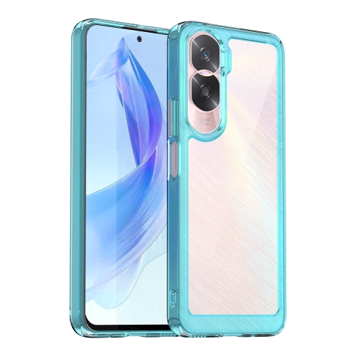 

For Honor 90 Lite Colorful Series Acrylic Hybrid TPU Phone Case(Transparent Blue)