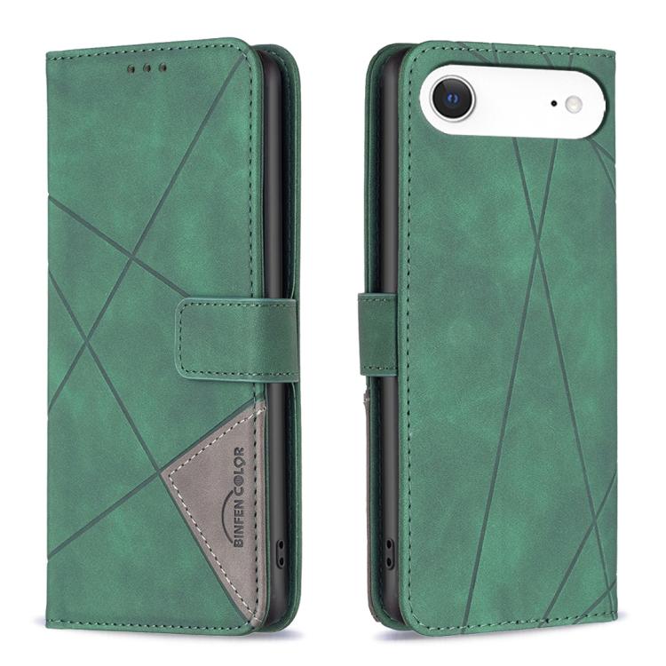 

For iPhone 17 Air Magnetic Buckle Rhombus Texture Leather Phone Case(Green)
