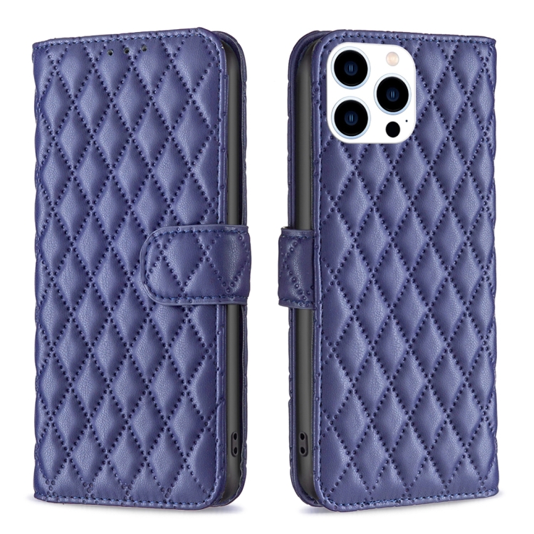

For iPhone 16 Pro Diamond Lattice Wallet Flip Leather Phone Case(Blue)