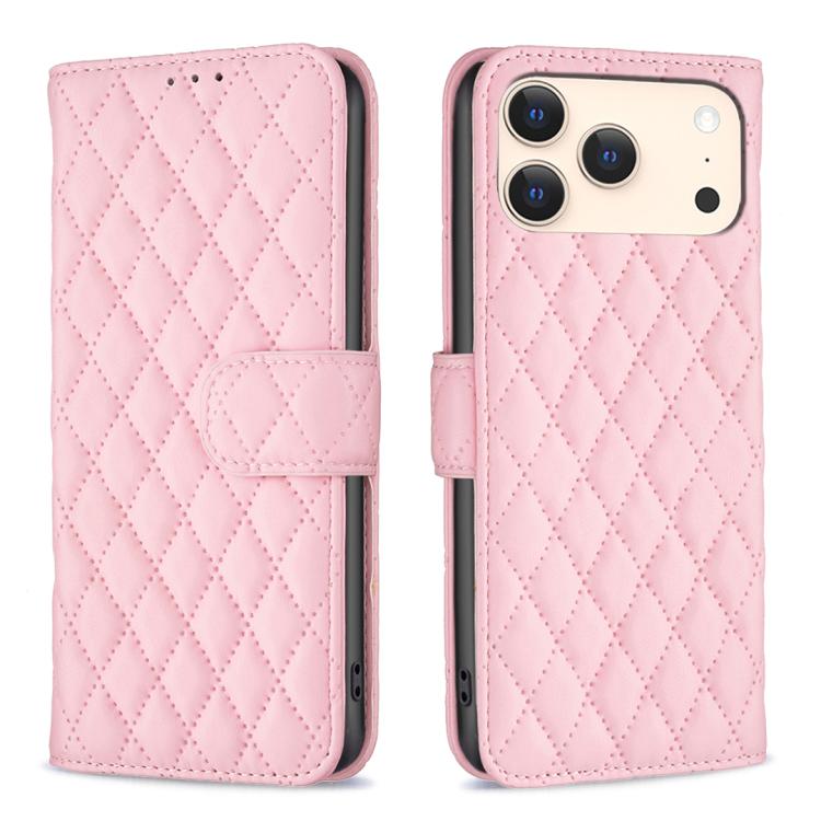 

For iPhone 18 Pro Max/17 Pro Max Diamond Lattice Wallet Flip Leather Phone Case(Pink)