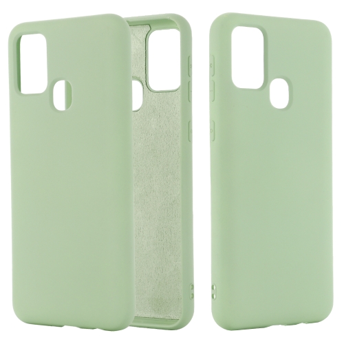 For Samsung Galaxy A21s Pure Color Liquid Silicone Shockproof Full Coverage Case(Green)