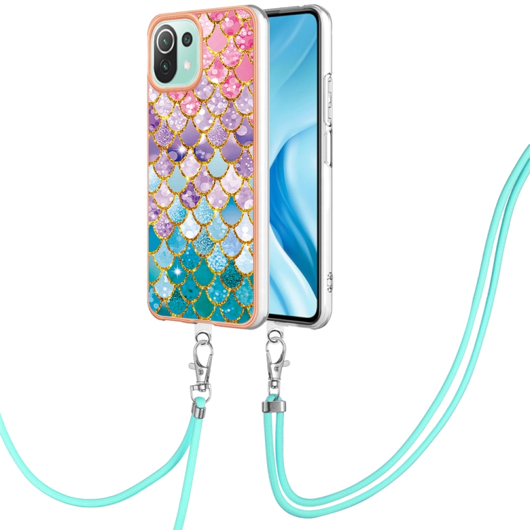 

For Xiaomi Mi 11 Lite Electroplating IMD TPU Phone Case with Lanyard(Colorful Scales)