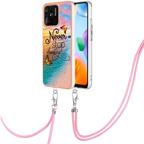 

For Xiaomi Redmi 10C Electroplating IMD TPU Phone Case with Lanyard(Dream Butterfly)