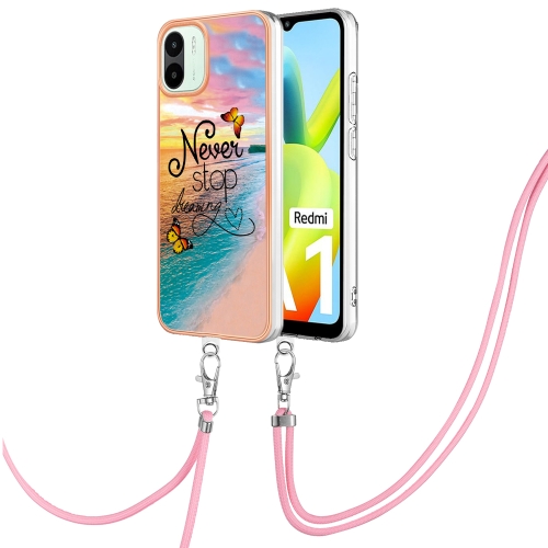 

For Xiaomi Redmi A1 Electroplating IMD TPU Phone Case with Lanyard(Dream Butterfly)