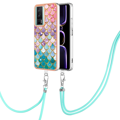 

For Xiaomi Poco F5 Pro 5G / Redmi K60 Electroplating IMD TPU Phone Case with Lanyard(Colorful Scales)