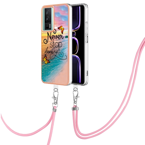

For Xiaomi Poco F5 Pro 5G / Redmi K60 Electroplating IMD TPU Phone Case with Lanyard(Dream Butterfly)