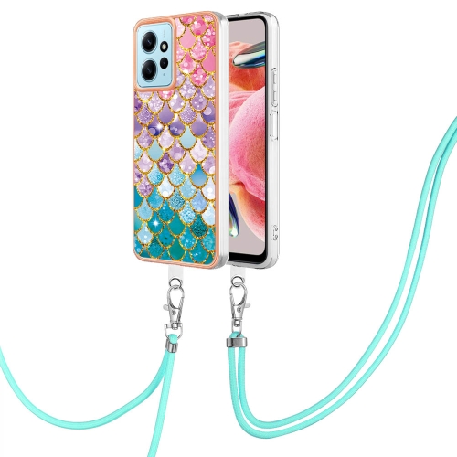 

For Xiaomi Redmi Note 12 4G Global Electroplating IMD TPU Phone Case with Lanyard(Colorful Scales)