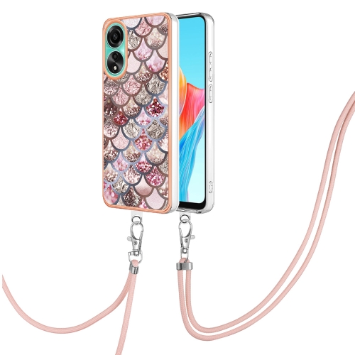 

For Xiaomi 13T/13T Pro Electroplating IMD TPU Phone Case with Lanyard(Pink Scales)