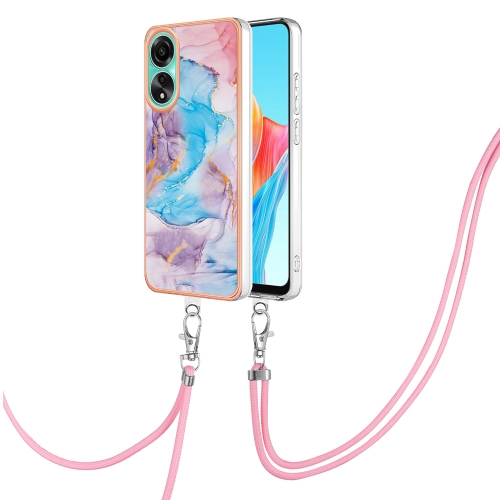 

For Xiaomi 13T/13T Pro Electroplating IMD TPU Phone Case with Lanyard(Blue Marble)