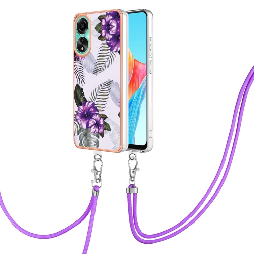 

For Xiaomi 13T/13T Pro Electroplating IMD TPU Phone Case with Lanyard(Purple Flower)