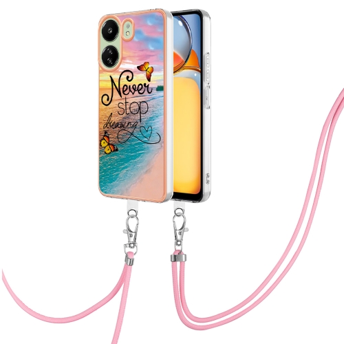 

For Xiaomi Redmi 13C 4G Electroplating IMD TPU Phone Case with Lanyard(Dream Butterfly)