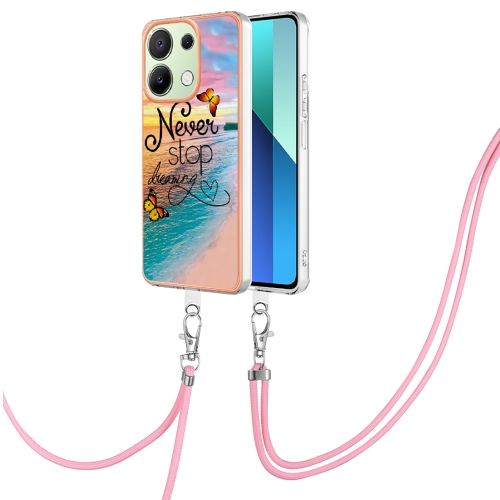 

For Xiaomi Redmi Note 13 4G Global Electroplating IMD TPU Phone Case with Lanyard(Dream Butterfly)