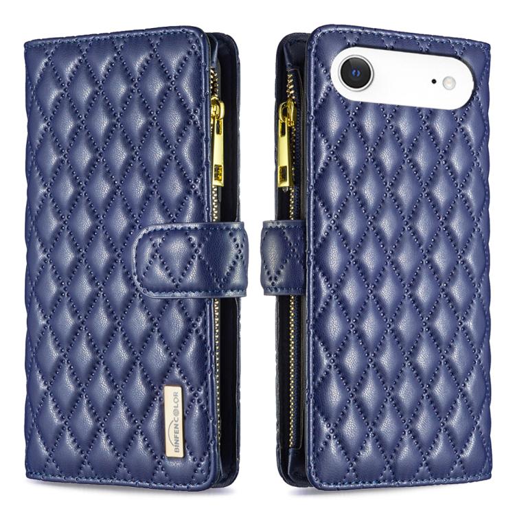 

For iPhone 17 Air Diamond Lattice Zipper Wallet Leather Flip Phone Case(Blue)