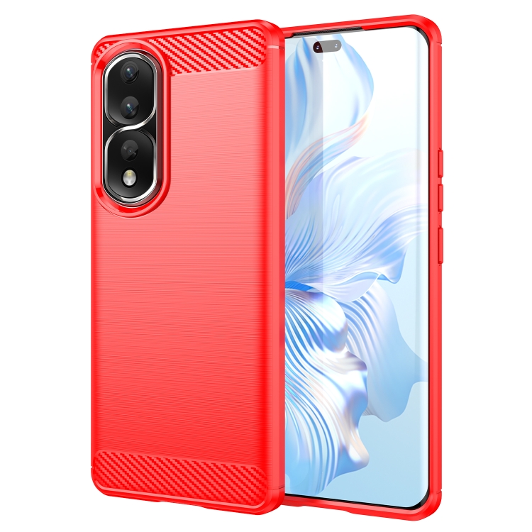 

For Honor 80 Pro Brushed Texture Carbon Fiber TPU Phone Case(Red)