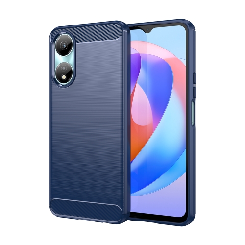 

For Honor X7b Brushed Texture Carbon Fiber TPU Phone Case(Blue)