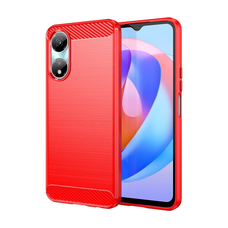 

For Honor X7b Brushed Texture Carbon Fiber TPU Phone Case(Red)