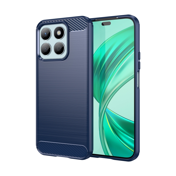 

For Honor X8b Brushed Texture Carbon Fiber TPU Phone Case(Blue)