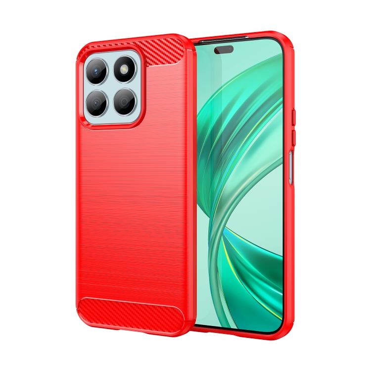 

For Honor X8b Brushed Texture Carbon Fiber TPU Phone Case(Red)