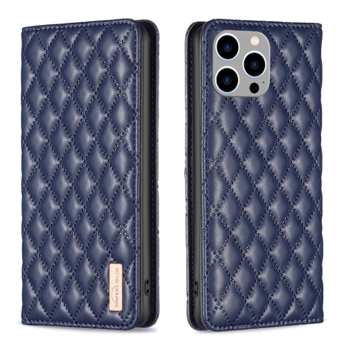 

For iPhone 15 Plus Diamond Lattice Magnetic Leather Flip Phone Case(Blue)