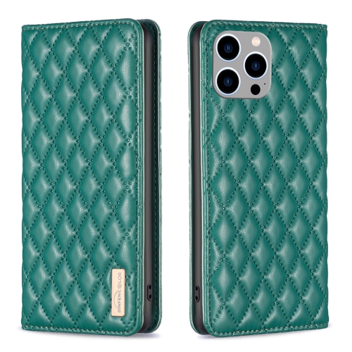 

For iPhone 15 Plus Diamond Lattice Magnetic Leather Flip Phone Case(Green)