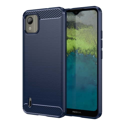 

For Nokia C110 Brushed Texture Carbon Fiber TPU Phone Case(Blue)