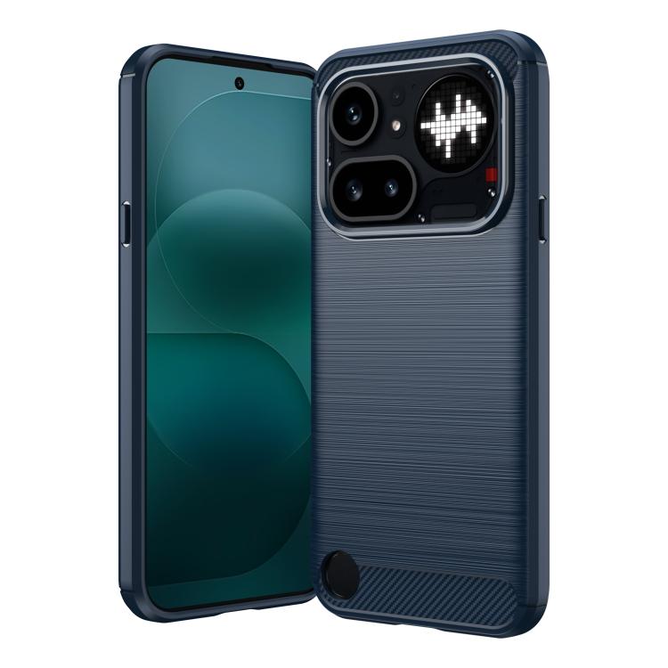 

For Nothing Phone 4a Pro Carbon Fiber Brushed Texture TPU Phone Case(Blue)