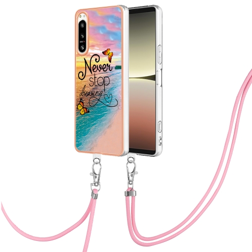 

For Sony Xperia 5 IV Electroplating IMD TPU Phone Case with Lanyard(Dream Butterfly)