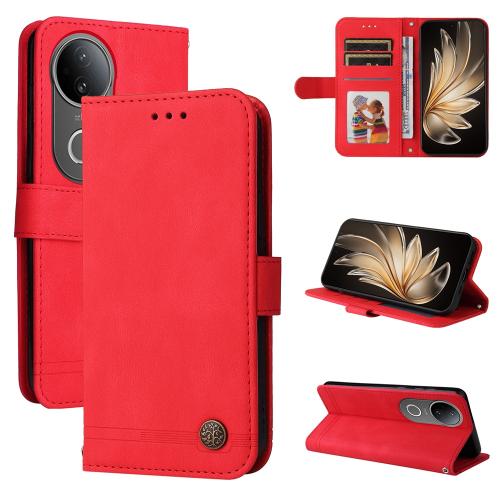 

For vivo S20 Skin Feel Life Tree Metal Button Leather Phone Case(Red)