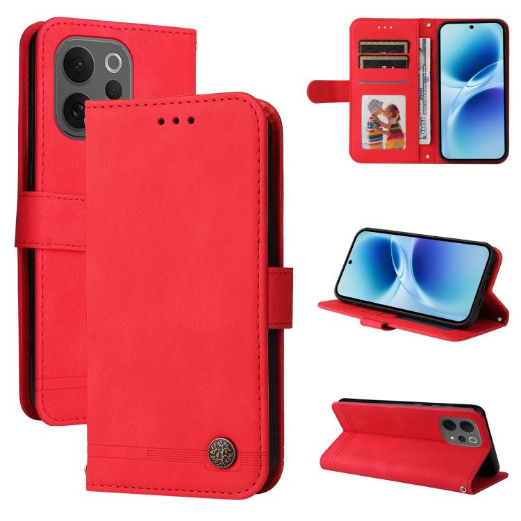 

For vivo S50 5G / V70 5G Skin Feel Life Tree Metal Button Leather Phone Case(Red)